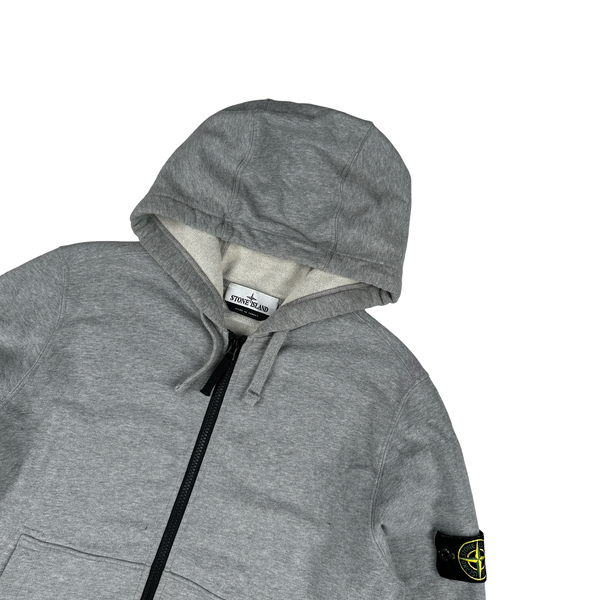 Stone Island 2023 Grey Zipped Hooded Jumper - Medium