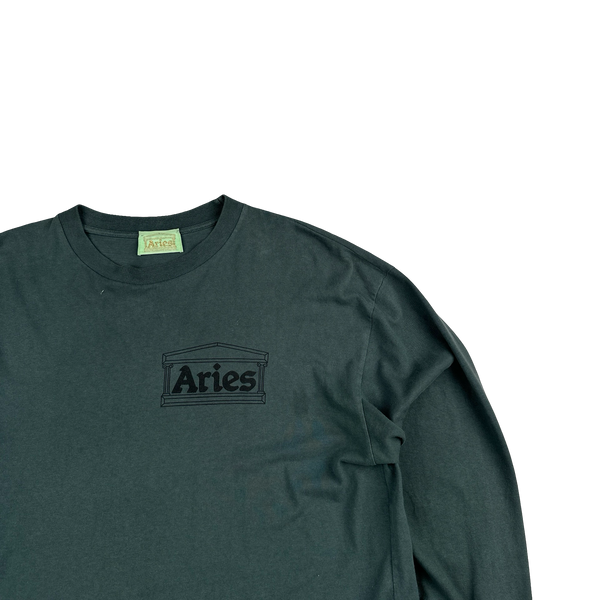 Aries Dark Teal Spellout Long sleeve Shirt - Large