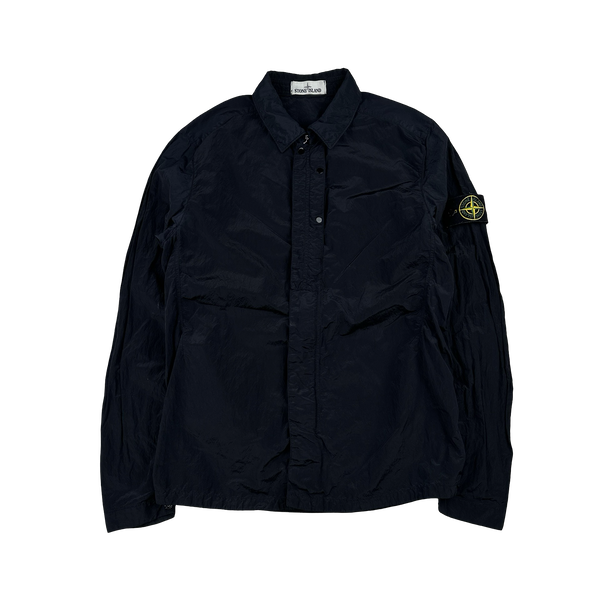 Stone Island Navy Blue Nylon Metal Shimmer Overshirt - Medium