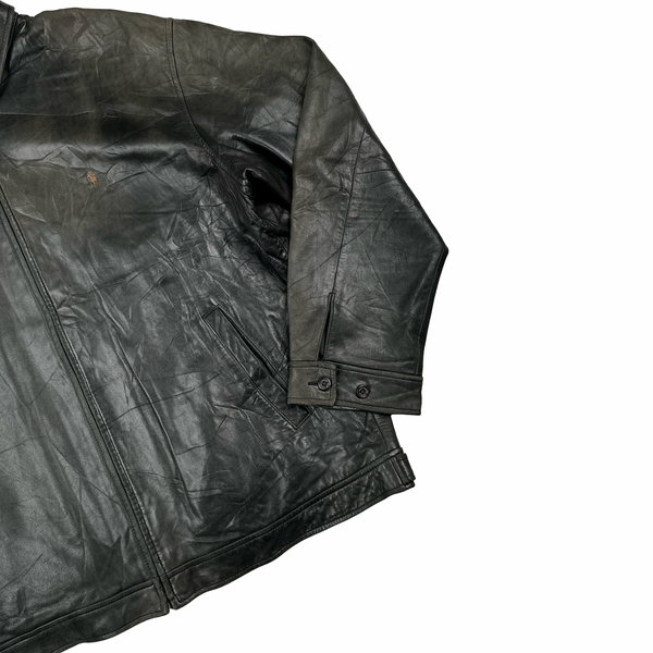 Ralph Lauren Black Heavyweight Leather Jacket - XXL