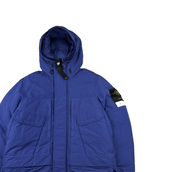 Stone Island 2021 Blue Garment Dyed Naslan Down TC Parker Jacket - Large