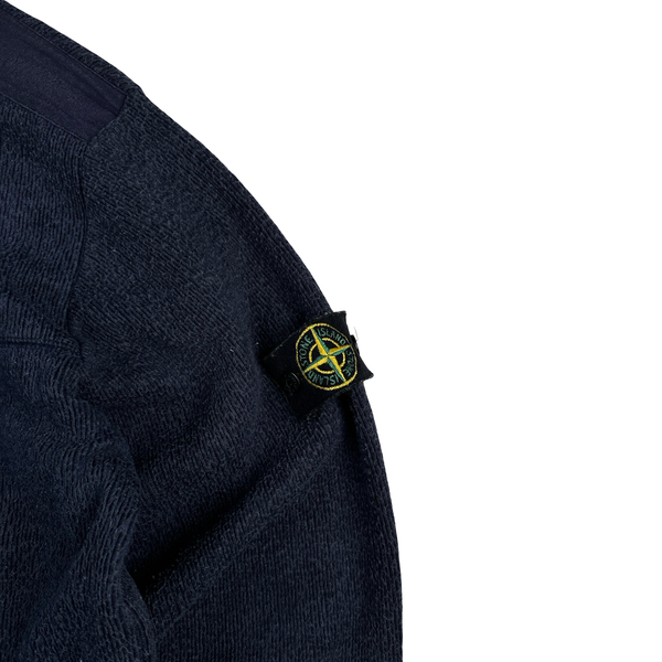 Stone Island 2003 Navy Chest Pockets Zipped Knitted Jumper - XL