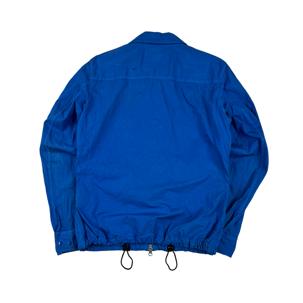 CP Company Blue Zipped Cotton Chest Lens View Overshirt - Medium