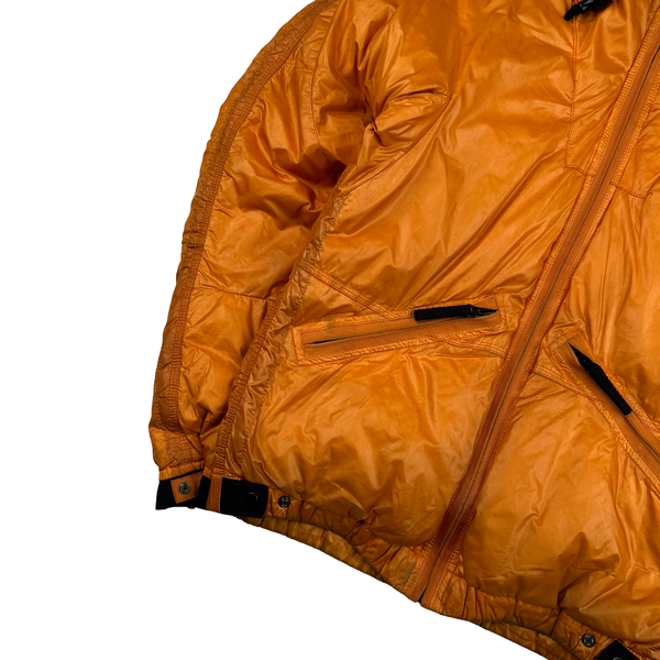 Stone Island 2007 Orange Mesh Badge Down Puffer Jacket - Small