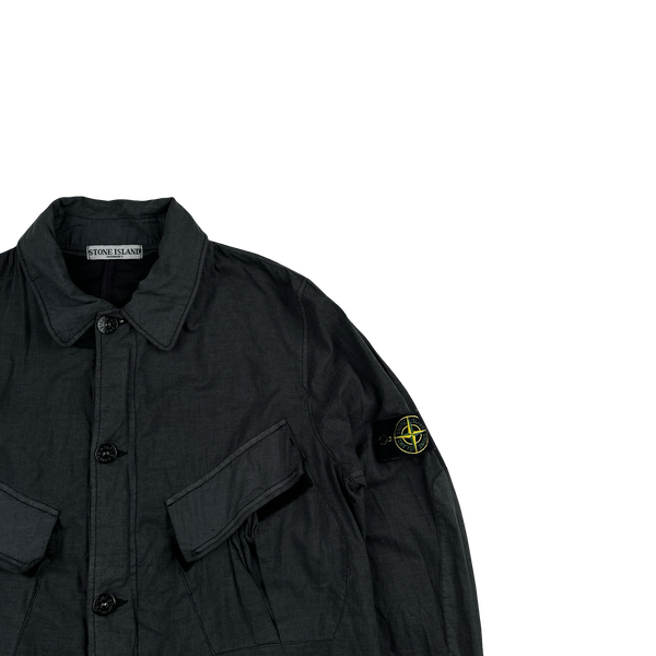 Stone Island 2007 Charcoal Raso Gommato Cotton Jacket - Large