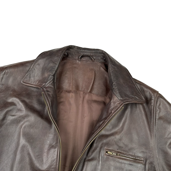 Blue Harbour Brown Heavyweight Leather Jacket - Large