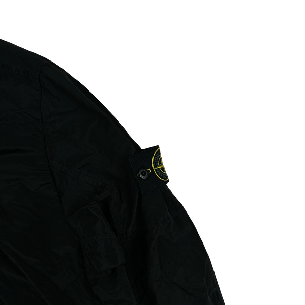 Stone Island Black Shimmer Nylon Metal Cotton Lined Overshirt - Medium