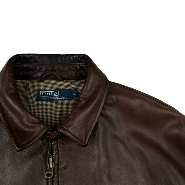Ralph Lauren Brown Heavyweight Leather Jacket - Large