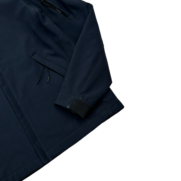 CP Company Blue Fleece Lined Soft Shell Lens Viewer Bomber - Medium