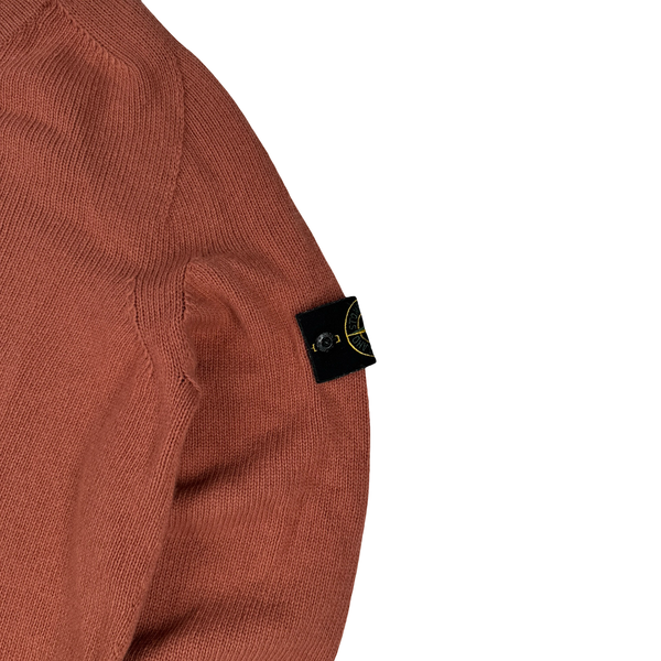 Stone Island 2020 Salmon Orange Lambs Wool Crewneck Knitted Jumper - Medium