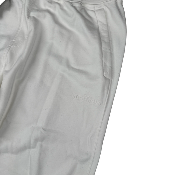 Stone Island 2023 Ice White Spellout Cotton Tracksuit Bottoms - 3XL