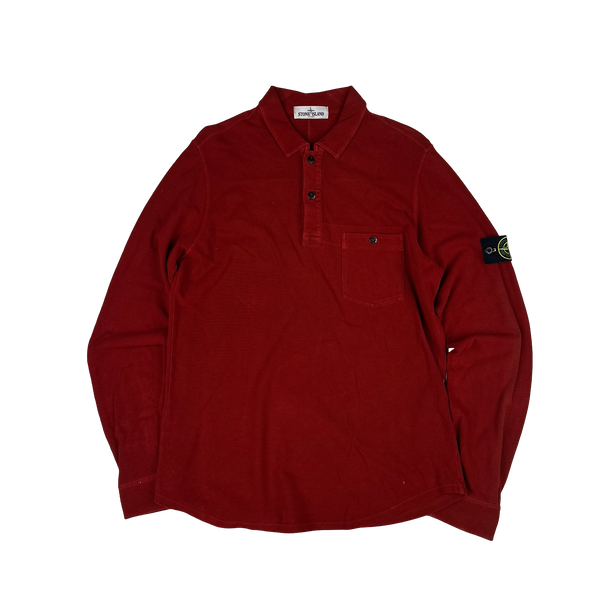 Stone Island 2013 Red Longsleeve Polo Shirt - Large