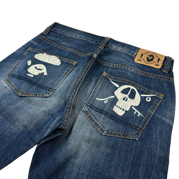 Bape x Stussy Straight Fit Graphic Jeans - 33"