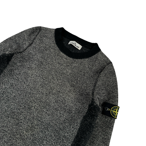 Stone Island 2017 Grey Block Pattern Wool Crewneck Jumper - Small