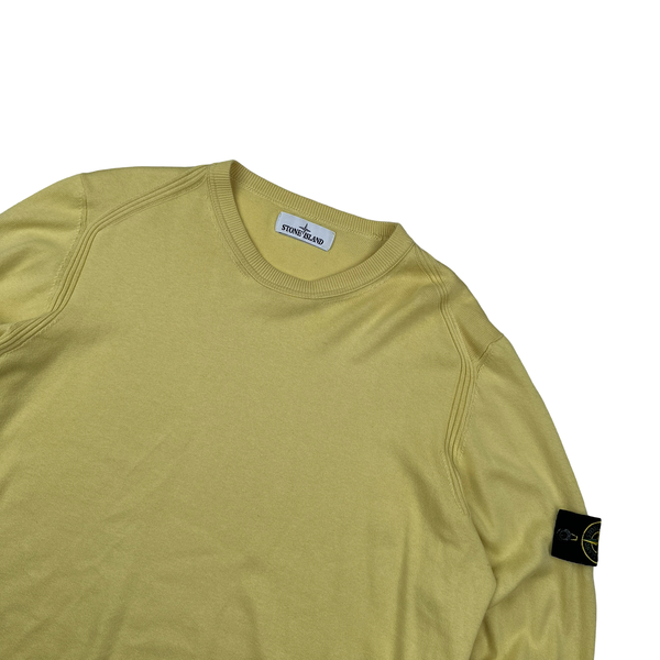 Stone Island 2019 Yellow Fine Knit Cotton Crewneck Jumper - XL
