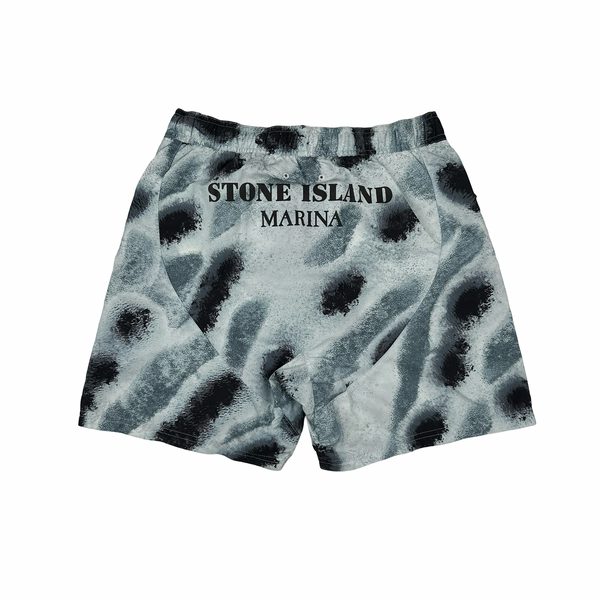 Stone Island Marina Reef Camouflage Spellout Swim Shorts - Small