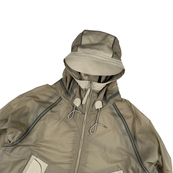 Ten C Beige Transparent Lightweight Short Combo Bonded Parka Jacket - XL