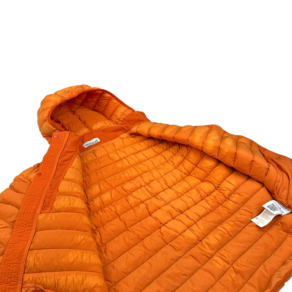 Stone Island 2019 Orange Loom Woven Down Puffer Jacket - Large