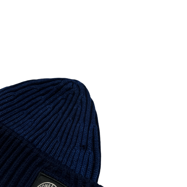 Stone Island 2014 Blue Two Tone Ribbed Wool Beanie