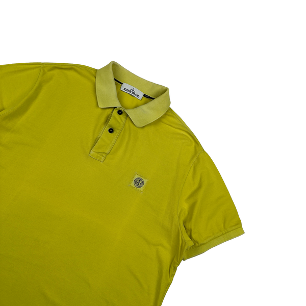 Stone Island Yellow Slim Fit Garment Dyed Polo Shirt - 3XL