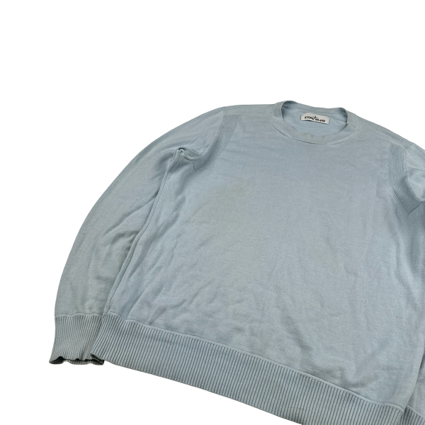 Stone Island 2021 Baby Blue Knit Crewneck Sweatshirt - Medium