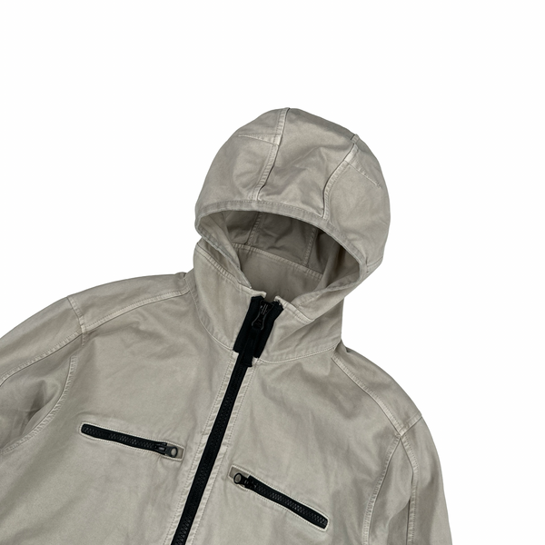 Stone Island Cream Thick Cotton Hooded Overshirt - Medium