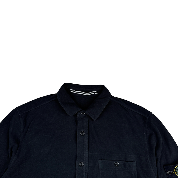 Stone Island Black Cotton Buttoned Overshirt - Large