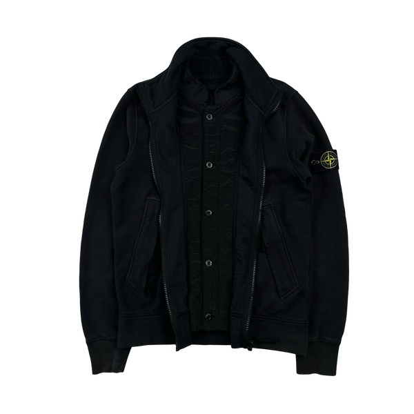 Stone Island 2015 Black High Neck Front Liner Fleece Jumper - Small