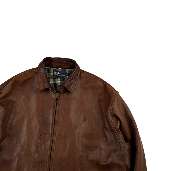 Ralph Lauren Brown Heavyweight Leather Jacket - Large