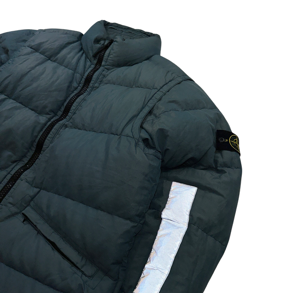 Stone Island 2018 Blue 2 In 1 Cotton Metal Watro Reflective Puffer Jacket - Large