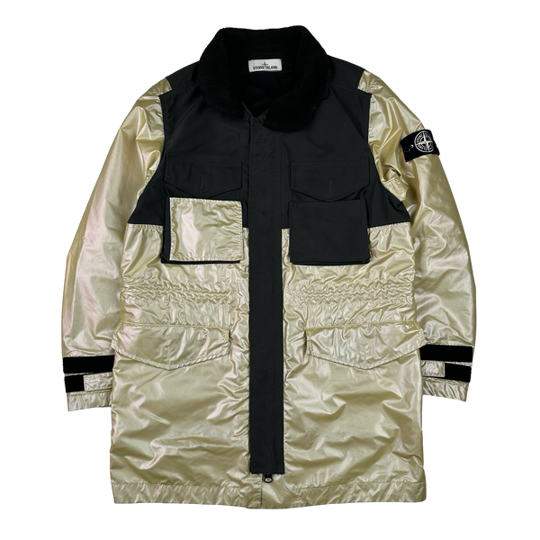 Stone Island 2018 Yellow Iridescent Coating Tela Reflex Mat 3 in 1 Iridescent Reflex Parka Jacket - Small