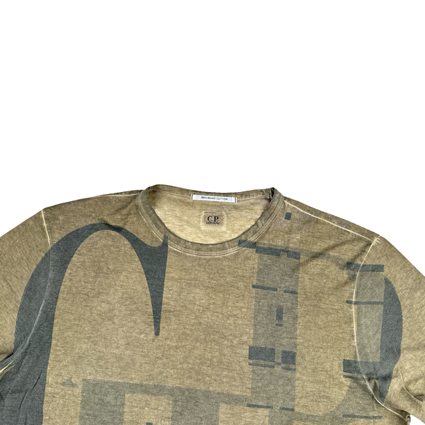 CP Company Mako Cotton Khaki Graphic T Shirt - XL