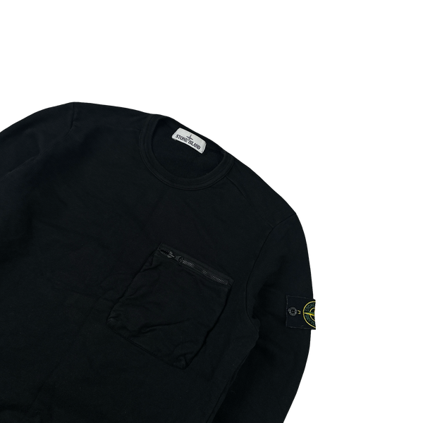 Stone Island 2017 Black Cotton Crewneck Sweatshirt - Small