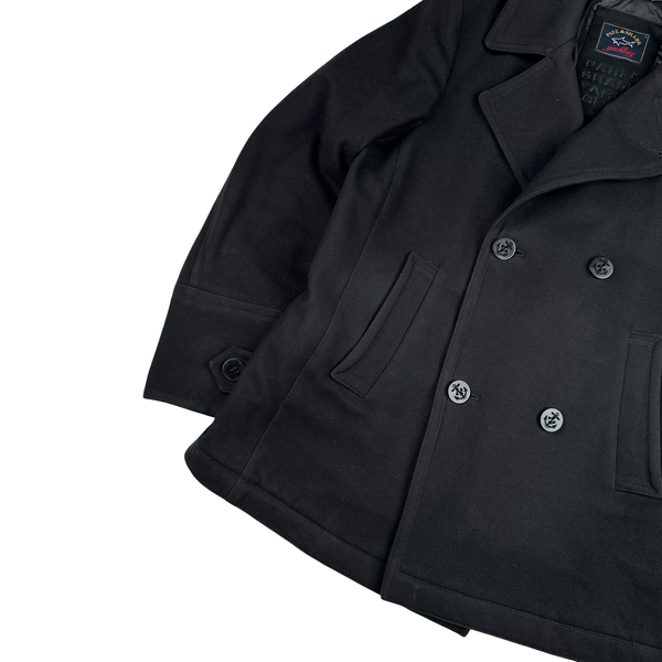 Paul And Shark Navy Wool Blend Heavyweight Buttoned Pea Coat - Large