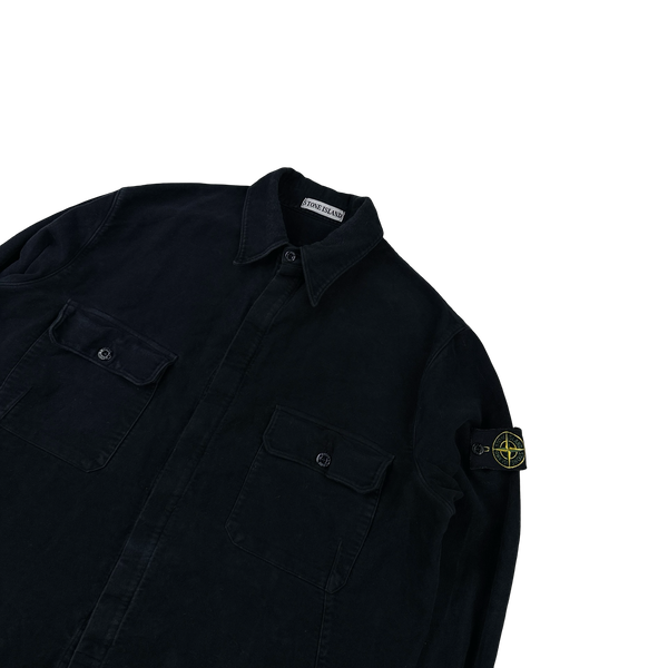 Stone Island Vintage Navy 1998 Moleskin Cotton Overshirt - Large