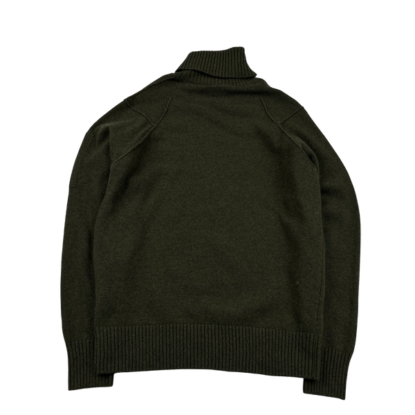 CP Company Forest Green Thick Wool Roll Neck Knit - Medium