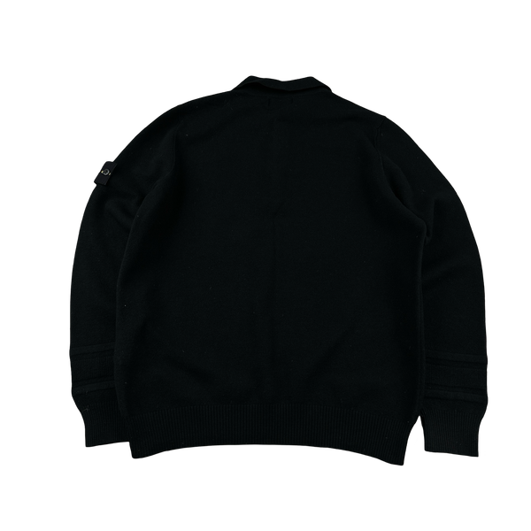 Stone Island 2019 Black Wool Blend Long Sleeve Polo Shirt - XL