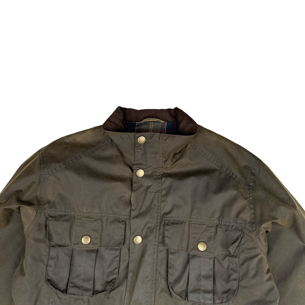 Barbour Corbridge Brown Cotton Flannel Lined Wax Field Jacket - Small