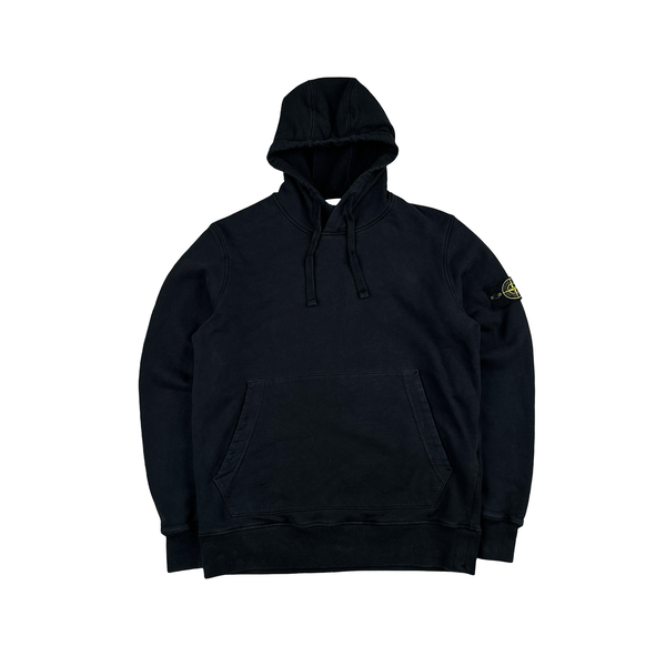 Stone Island 2020 Black Cotton Pullover Hoodie - Large