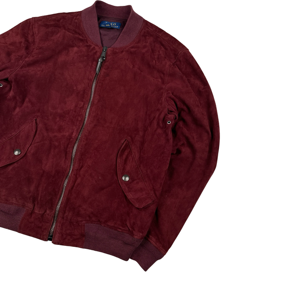 Ralph Lauren Burgundy Heavyweight Suede Jacket - Small