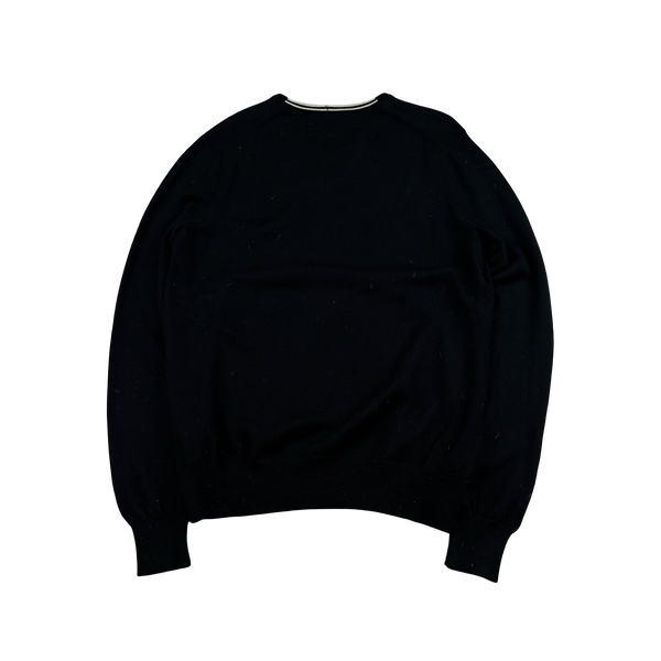 Fred Perry Black Wool V Neck Knit - Large