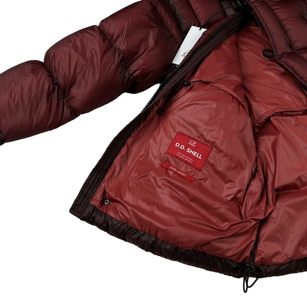 CP Company Burgundy DD Shell Long Parka Down Puffer - Medium