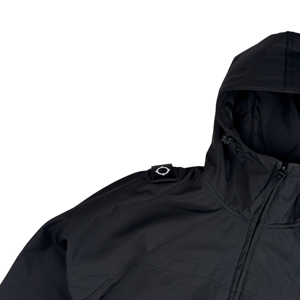 Ma Strum Black Velo Soft Shell 4 Way Nylon Hooded Jacket - XL