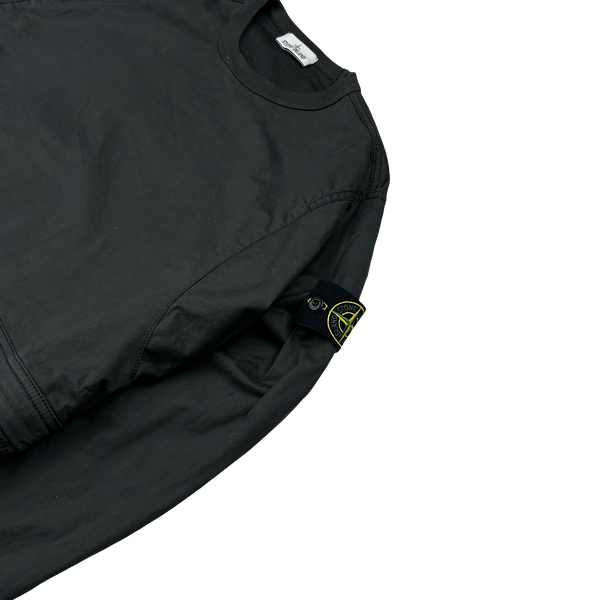 Stone Island 2021 Black Brushed Cotton Cargo Pullover Overshirt - Large