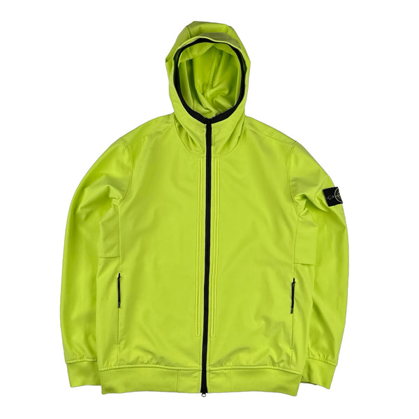 Stone Island 2022 Lime Green Soft Shell R E Dye Tech Jacket - XL