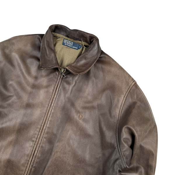 Ralph Lauren Brown Heavyweight Leather Jacket - Large