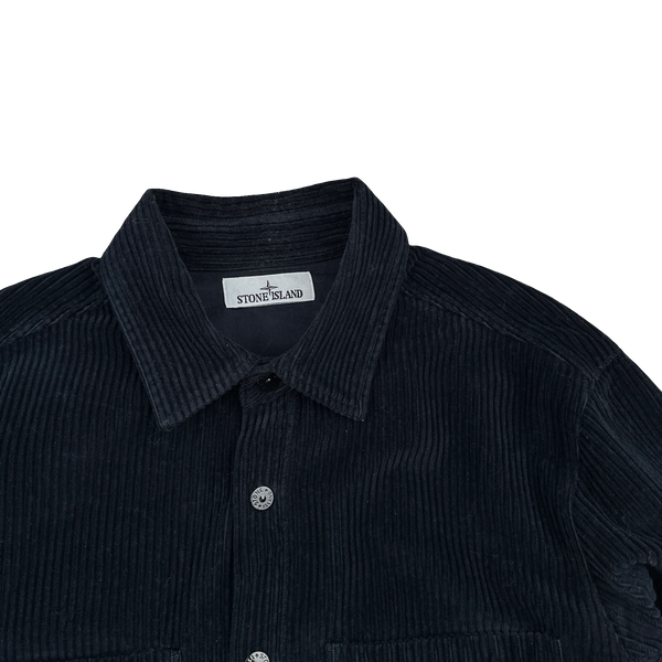 Stone Island 2023 Navy Corduroy Buttoned Overshirt - Large