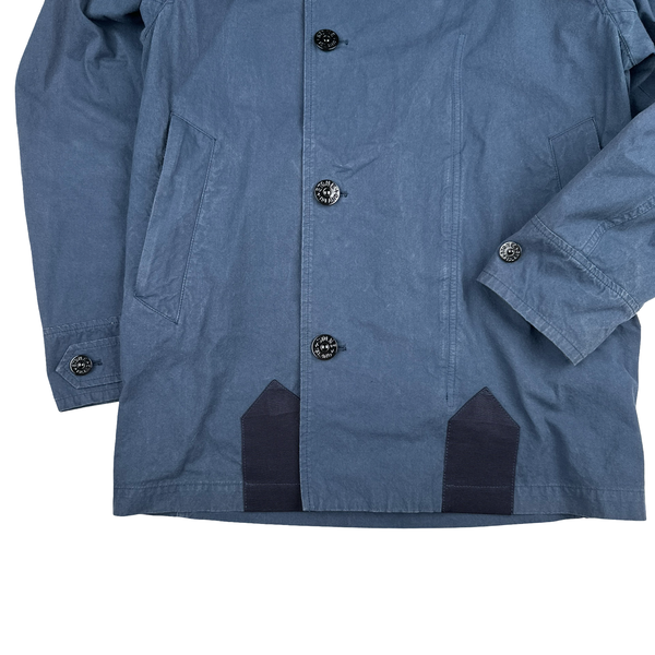 Stone Island 2020 Blue Hooded Cotton Cordura Jacket - Small