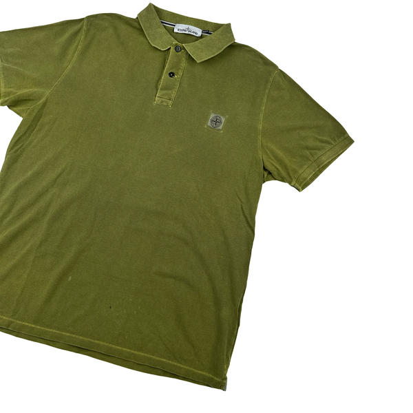 Stone Island Garment Dyed Green Polo Shirt - 3XL
