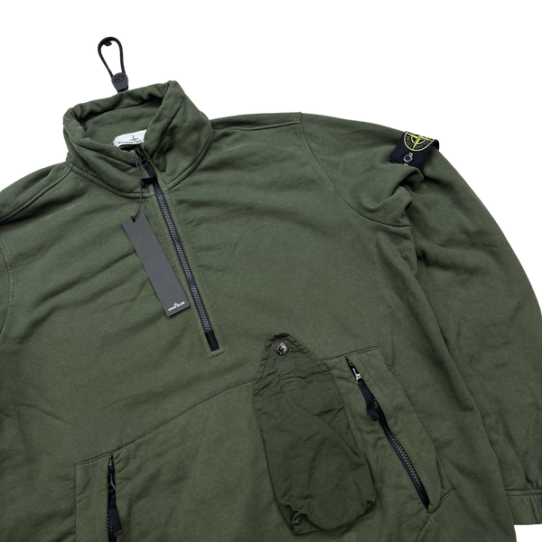 Stone Island Half Zipped Sweatshirt Dark Green - XL